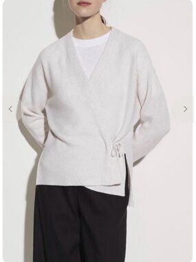 Vince Women’s Wool Cashmere Wrap Cardigan in Heather White